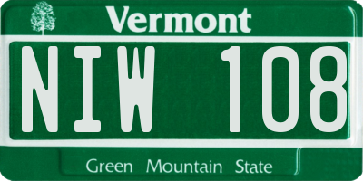 VT license plate NIW108
