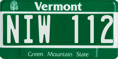 VT license plate NIW112