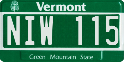 VT license plate NIW115