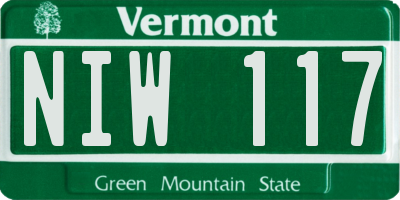 VT license plate NIW117