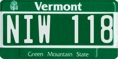 VT license plate NIW118