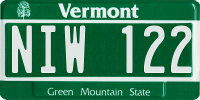 VT license plate NIW122