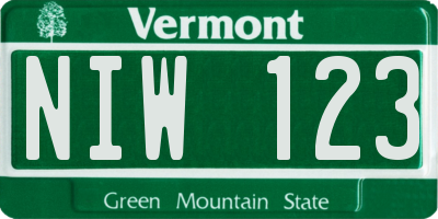 VT license plate NIW123
