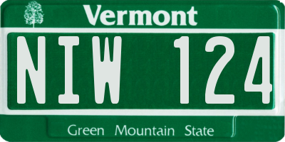 VT license plate NIW124