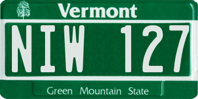 VT license plate NIW127