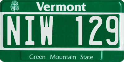VT license plate NIW129