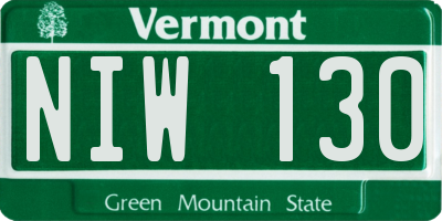 VT license plate NIW130