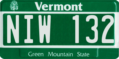 VT license plate NIW132