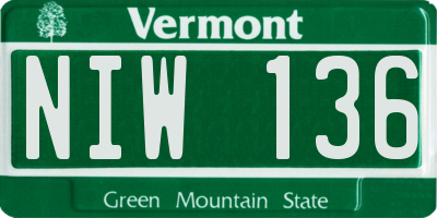 VT license plate NIW136