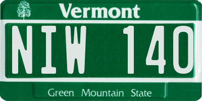 VT license plate NIW140