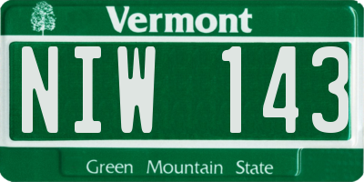 VT license plate NIW143