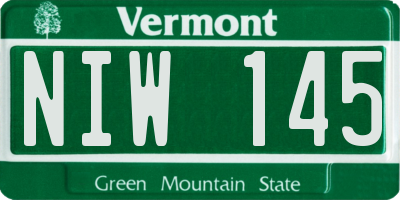 VT license plate NIW145