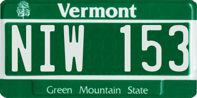 VT license plate NIW153