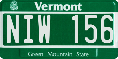 VT license plate NIW156