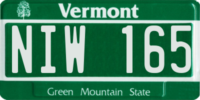 VT license plate NIW165