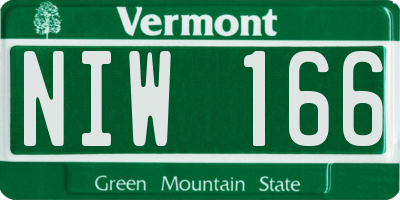 VT license plate NIW166