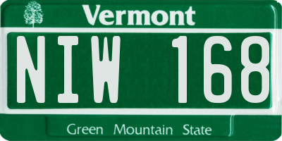 VT license plate NIW168