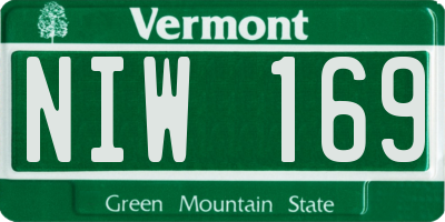 VT license plate NIW169