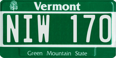 VT license plate NIW170