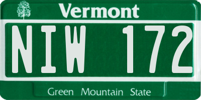 VT license plate NIW172