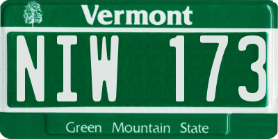 VT license plate NIW173