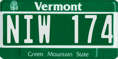 VT license plate NIW174