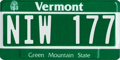 VT license plate NIW177