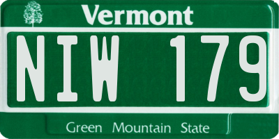 VT license plate NIW179