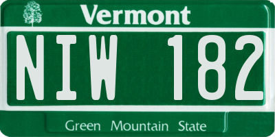 VT license plate NIW182