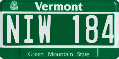 VT license plate NIW184