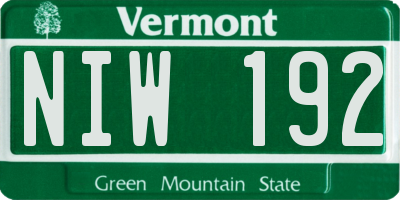 VT license plate NIW192