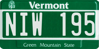 VT license plate NIW195