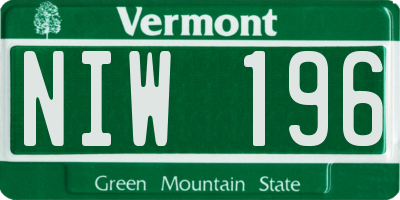 VT license plate NIW196