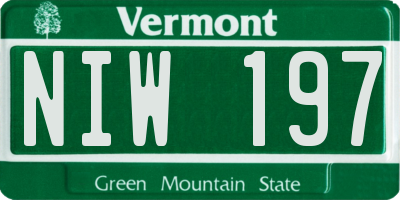 VT license plate NIW197