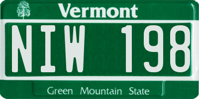 VT license plate NIW198