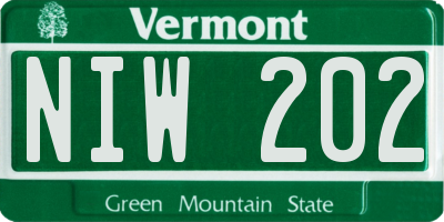 VT license plate NIW202