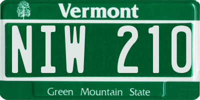 VT license plate NIW210