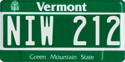 VT license plate NIW212