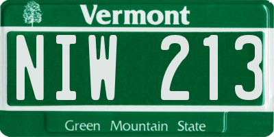 VT license plate NIW213
