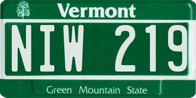 VT license plate NIW219