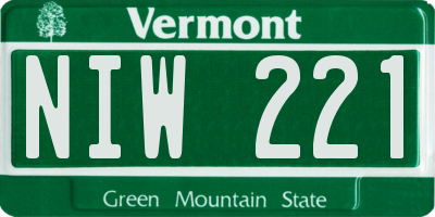 VT license plate NIW221
