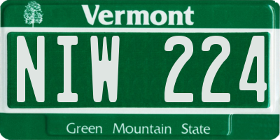 VT license plate NIW224