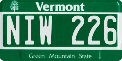VT license plate NIW226