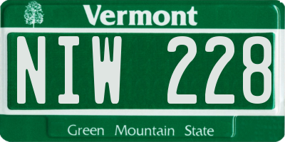 VT license plate NIW228