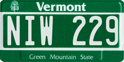 VT license plate NIW229