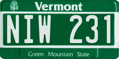 VT license plate NIW231
