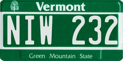 VT license plate NIW232