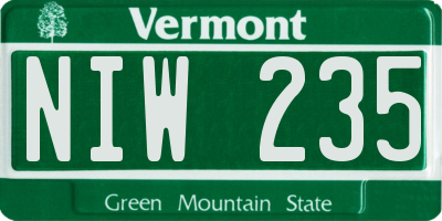 VT license plate NIW235