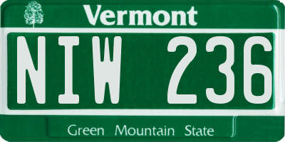 VT license plate NIW236