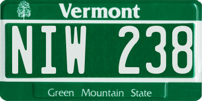 VT license plate NIW238